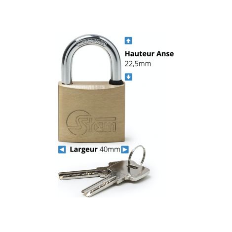 Cadenas en laiton STEM avec anse Largeur 40mm Hauteur 22,5mm (1/2)