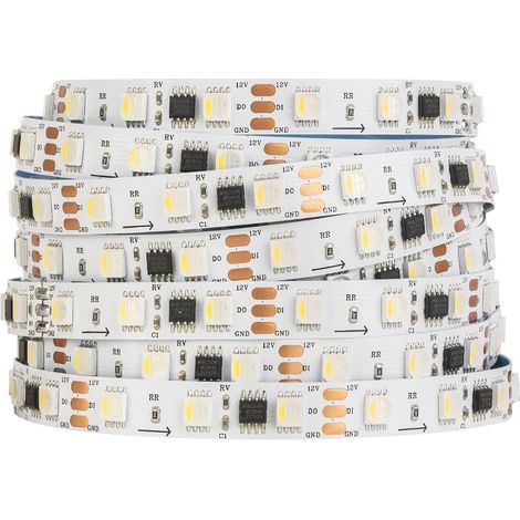 5050SMD WS2814 IC RGBW 4in1 LED Strip Addressable RGB+Warm White 5M 60LEDs/m DC12V PCB White IP30 Non Waterproof Dreamcolor for Home Decoration DIY-Project(Strip Only) (1/5)