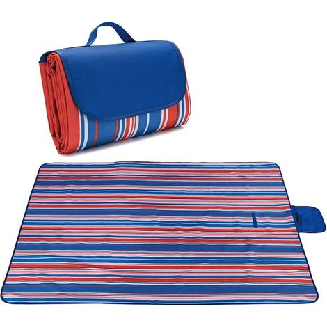 Sand- und wasserfeste Picknickdecke XXL 145x200 cm gestreift