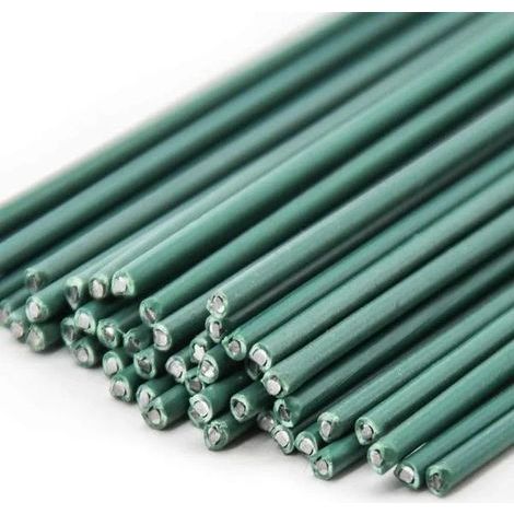Lot de 50 tuteurs en fil de fer pour plantes en pot, fleurs, légumes, jardinage, vert, 40 cm (1/5)