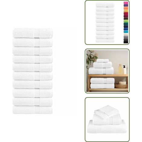 Premium-Badetücher SOLUND 10 Stk. Weiß 100x150 cm 600 g/m² - Baumwolle - Badehandtücher - Weiße Handtücher - Handtücher Set - Hotel Handtücher (1/5)