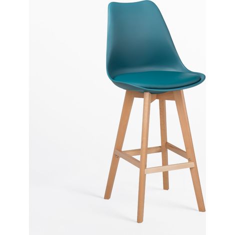 Pack de 2 taburetes altos 75 cm con cojín en polipiel Nordic SKLUM (1/5)