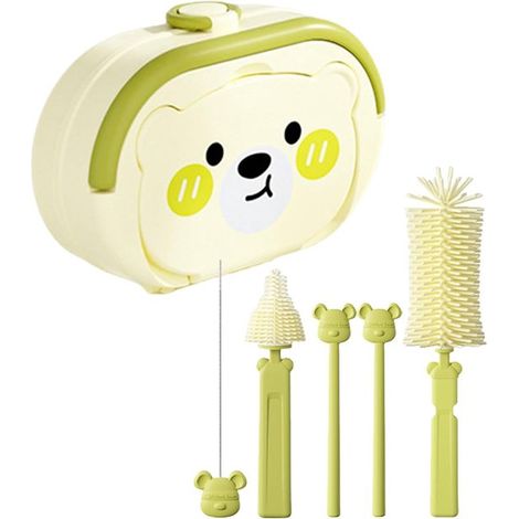 Ensemble de goupillons en silicone pour biberons - goupillon - porte-biberons - égouttoir à biberons - outil de nettoyage pour biberons - kit de nettoyage vert (1/5)