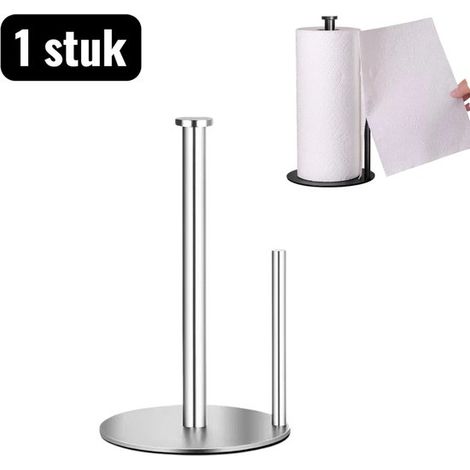 pièce - Porte-mouchoirs - Boîte à mouchoirs - Porte-rouleau de cuisine en acier inoxydable - Porte-rouleau de cuisine sur pied - Tapis éponge - Convient pour la cuisine et la salle de bain - Installat (1/5)