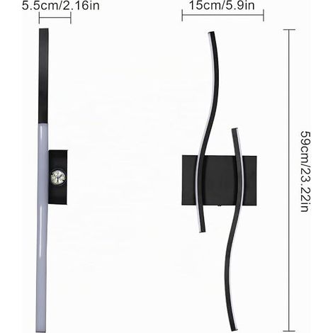 Indoor LED Wall Light, 20W 2250LM 59CM 6500K, Black (1/4)