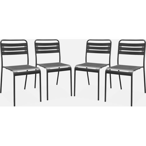 Silla de jardín bistró de acero, set de 4 (1/5)