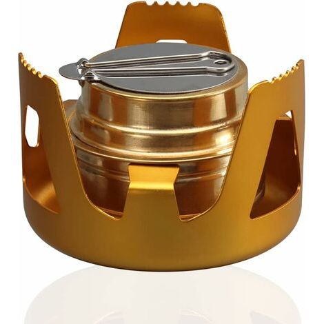 BUNTHAUS Mini Brûleur à Alcool Portable en Alliage d'aluminium Mini Réchauds de Camping à Gaz Ultraléger Brûleur à Alcool en Laiton pour Randonnée Camping Pique Nique (1/5)