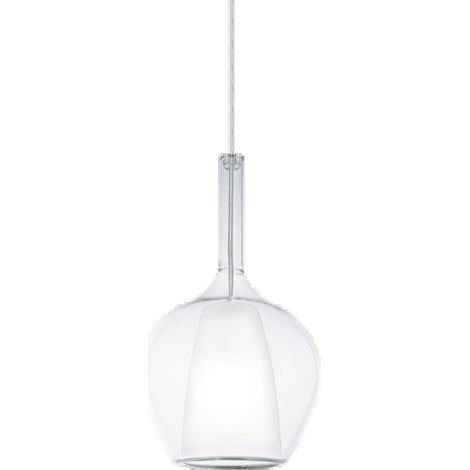 Sospensione Contemporanea Kalique Vetro Trasparente Bianco E Cromo E27 H33Cm