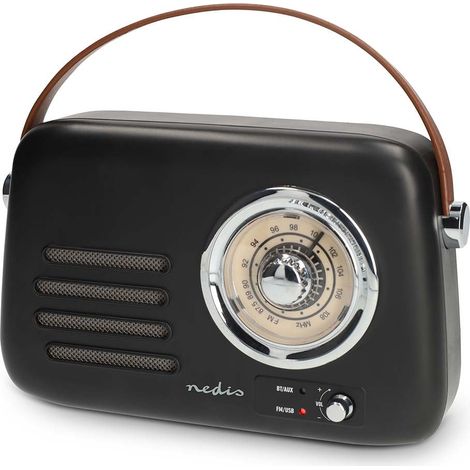 Tragbares Bluetooth-FM-Radio, Schwarz, USB- und Batteriebetrieb