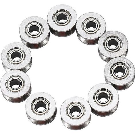 10 Stück U624ZZ U-Nut-Kugellager-Führungsrollen für Schienen-Linearsysteme 4 x 13 x 7 mm