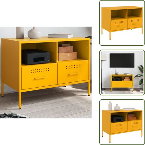 TV-Schrank Senfgelb 68x39x50,5 cm Stahl - TV-Schrank - Industrielles Design - Senfgelb - Stahl - Regal (1/5)