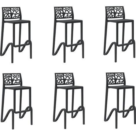 Sgabello bar impilabile alto H. seduta 75 cm TETI Nero set 6 pezzi (1/2)