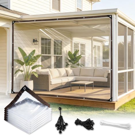 Bâche Transparente avec Œillets 3x4 m – Bâche de Protection Extérieure Imperméable, Plastique Renforcé avec Corde de Fixation pour Pergola, Poulailler, Jardin, Serre, Balcon (1/5)