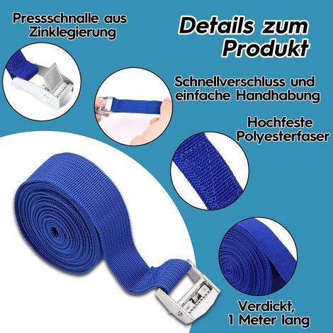 2 Stück Spanngurte, kurze Ratschengurte, schwarzer Gurt 1 m x 2 cm und blauer Gurt 1 m x 2,5 cm, geeignet zur Sicherung von Lieferwagen, Motorrädern, Festivalbühnen, Veranstaltungen und (1/5)