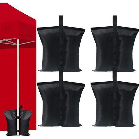 4 Weight Bags for Pop-Up Tent, Patio Umbrella, Sandbags for Instant Outdoor Shelter, Foot Canopy, Sandless (Black) (1/5)