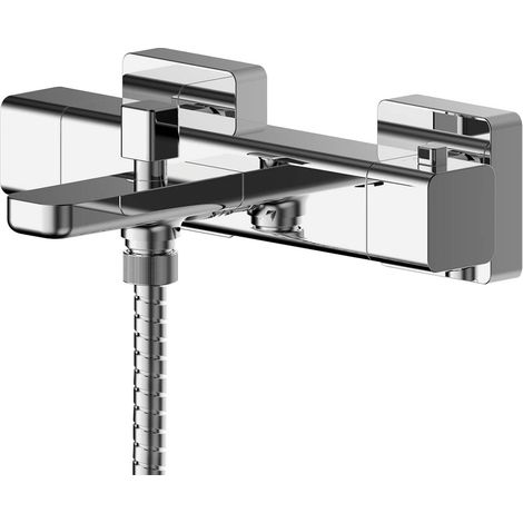 Nuie Windon Wall Mounted Thermostatic Bath Shower Mixer Tap - Chrome (1/2)