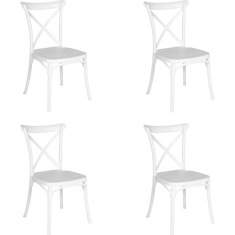 GLOUPIE Set 4 Sedie Da Interno Ed Esterno Frankie In Polipropilene Bianco, Impilabile, L 47,5 x P 48 x H 88 Cm (1/5)