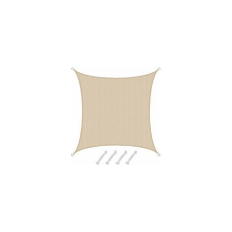 Voile d'ombrage UV 2x2 m HDPE Carré Protection Solaire Toile de Jardin Beige (1/5)