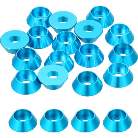 20 Pièces Rondelles à Tête Fraisée, Rondelles de Tasse M4 x 12 mm, Rondelle Fraisée, Rondelle Boulon En Aluminium Pour vis à tête, tige filetée, Accessoires Mécaniques, Bleu clair (1/5)