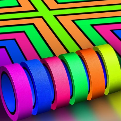 Cinta fluorescente UV, tira fluorescente de neón de 6 colores, cinta de luz decorativa, cinta adhesiva reflectante (1,3 cm x 5 metros) (1/5)
