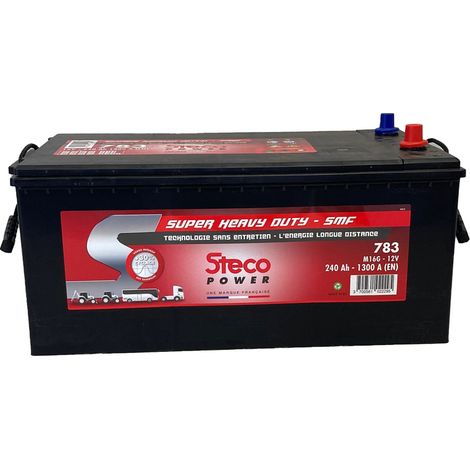 Batterie 12V 240Ah 1300A 518x273x240 Super heavy Duty stecopower - 783
