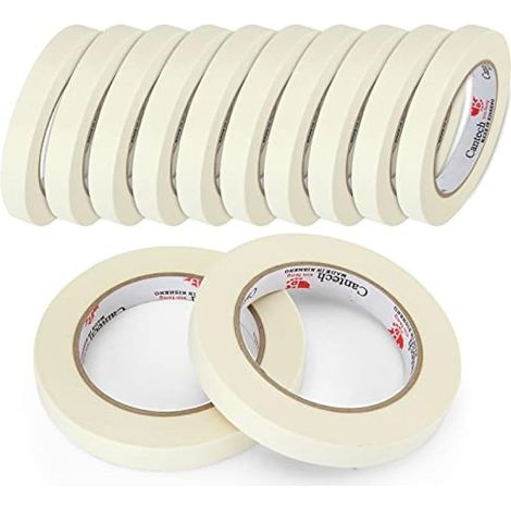 12 rouleaux de ruban de masquage pour peinture, 15 mmx50 m, blanc de masquage pour artistes, facile à décoller, ruban de peinture étroit, artisanat, encadrement (1/5)