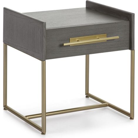 Nachttisch 1 Schublade 50x45x54 Mindi Grey / Grey Mindi Holzmöbel / Chevet -Tische Alle Stile, um zu Hause eine Note zu verleihen (1/5)