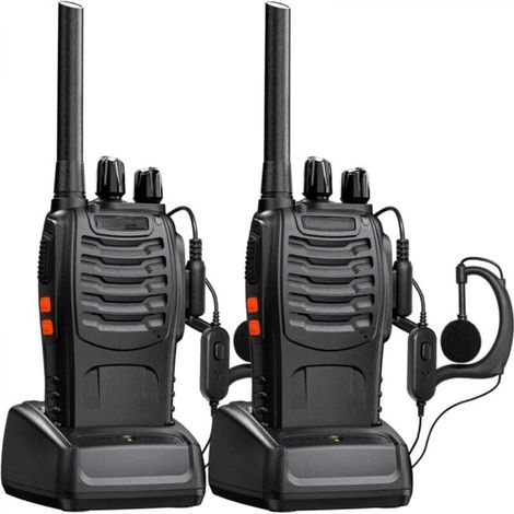 Talkies-walkies Baofeng longue portée rechargeables professionnels 16 canaux PMR, avec oreillette, chargeur USB et batterie (1 paire)-AquaForge (1/5)
