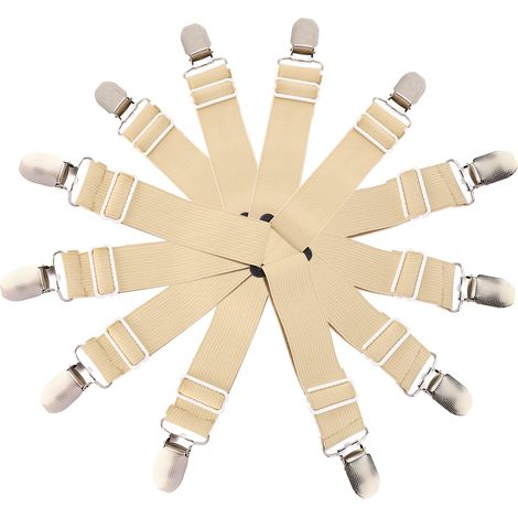 4 Stück verstellbare dreieckige Bettmatratzen-Lakenhalter-Gurte mit Clips (Khaki) (1/5)