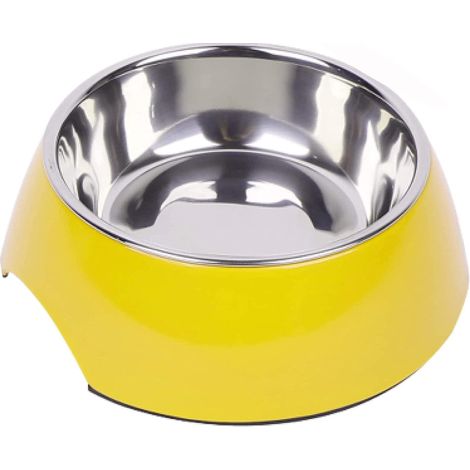 Gamelle, Pour chiens et chats, Gamelle pour chat en acier inoxydable, 380ML - Jaune (1/5)