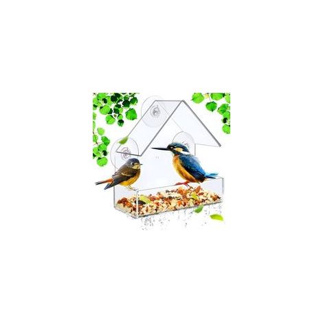 Mangeoire à Oiseaux pour Fenêtres,Mangeoires à fenêtre Acrylique Transparent,Bird Feeder Mangeoire à Oiseaux Sauvages avec Ventouses Puissantes 15x15x6cm (1/5)