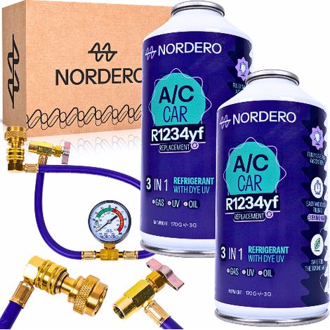 Kit di ricarica per climatizzatore auto R1234yf 2x gas refrigerante UV (1/5)