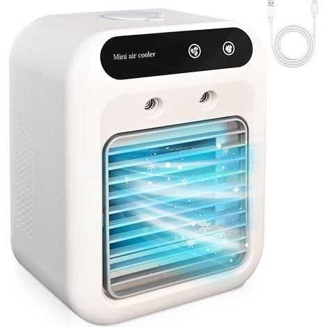 Climatiseur portable, rafraîchisseur d&aposair par évaporation avec réglages de brume fraîche, mini-climatiseur rechargeable (1/5)