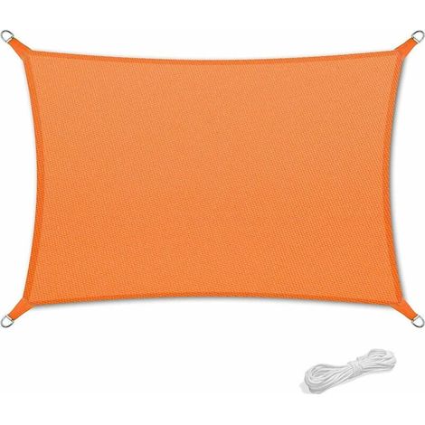 Toldo vela de sombra de 2 x 4 m, resistente, impermeable, para patio, terraza, jardín, protección solar, 90 % de protección contra rayos UV, con cuerda gratis, rectangular, color naranja. (1/5)