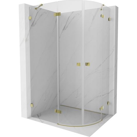 Cabine de douche semicirculaire Mexen Lunar porte battante gauche 100 x 70 cm, transparent, or - 833-100L-070P-50-00 (1/5)