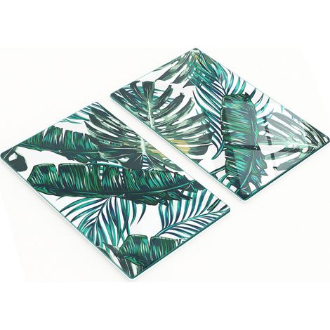 Tablas de cocina de vidrio duraderas y elegantes con estampado de hojas de palmera, 2x30x52 cm. (1/5)