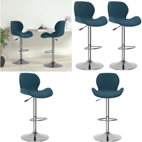 Tabourets de bar lot de 2 bleu velours - Tabouret de bar bleu - Tabouret de bar velours (1/5)