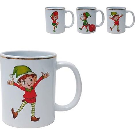 Set di 3 tazze Tazzoni da Latte cioccolata tisana Elfo Joyfull natale felicita' gioia idea regalo natalizia