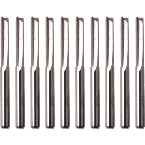 10 Pièce Fraise Droite à Double Tranchant,Outils Fraise 2 Fltes Droites,Fraises en Carbure de Tungstène,pour la Machine de Gravure du Bois,Machine de Gravure CNC (1/5)