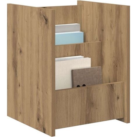 Étagère à Revues en Chêne Massif Artisanal, 35 x 35 x 45 cm, Meuble de Rangement Design pour Salon et Bureau (1/5)