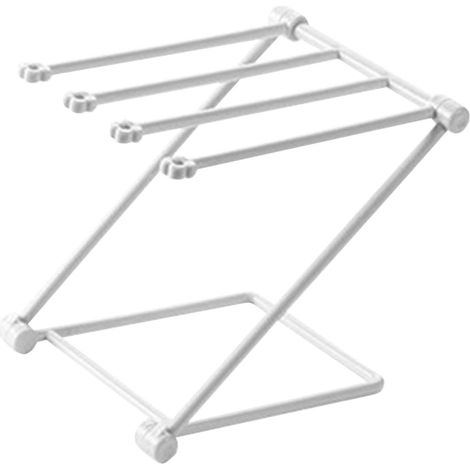 Égouttoir à torchons de comptoir, 4 bras, pliable, porte-serviettes vertical, gris clair (1/5)