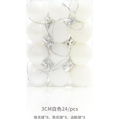 Boules de Noël électroplaquées, 3 cm, brillantes, roses, mates, colorées, 24 boîtes en PVC, décorations de Noël, pots ronds blancs de 3 cm.