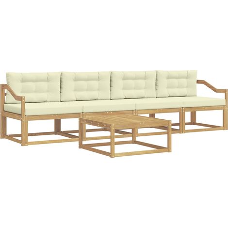Outdoor Sofa Set with Cushion 4 pcs White and Cream vidaXL