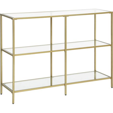 Table Console d’Entrée, Étagère à 3 Niveaux en Verre Trempé (1/5)