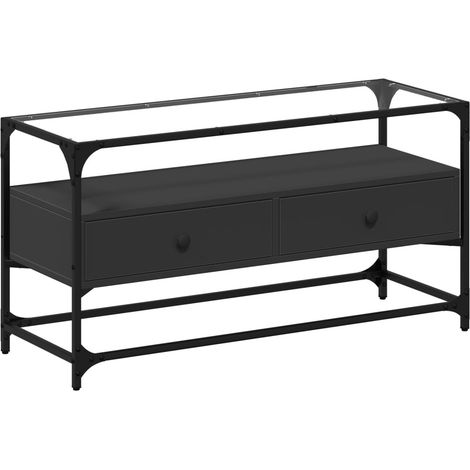 Maison Exclusive - TV-Schrank mit Glasplatte Schwarz 98x35x51 cm