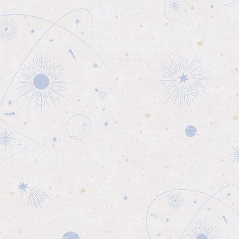Carta da parati per bambini Profhome 771311 Carta da parati TNT liscia con motivo grafico opaca crema bianco-crema blu-chiaro beige 5,33 m2