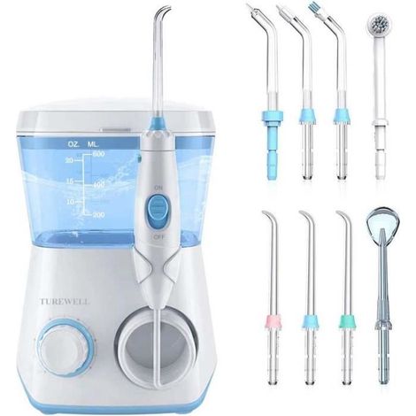 Irrigateur Dentaire - FOLAYA - Jet Dentaire Hydropulseur - 8 Buses Multifonctions - IPX7 Étanche - 600ML