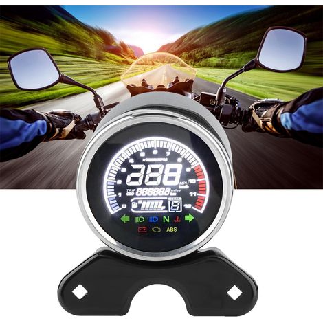 Compteur numérique moto avec écran LCD : odomètre, tachymètre et indicateur de vitesse digital. (1/5)