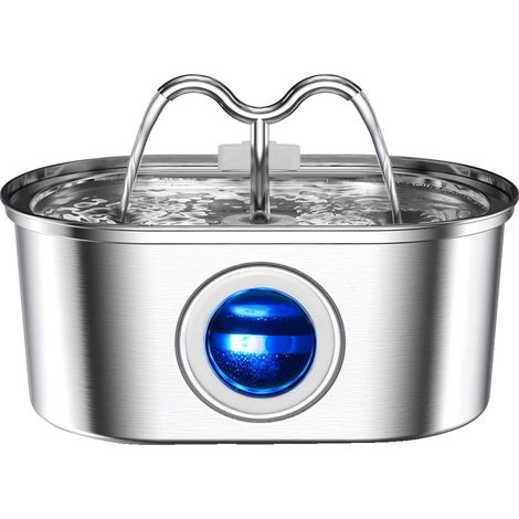 Fontana per animali domestici, in acciaio inox, pompa ultra silenziosa, solo acqua per animali domestici (1/2)