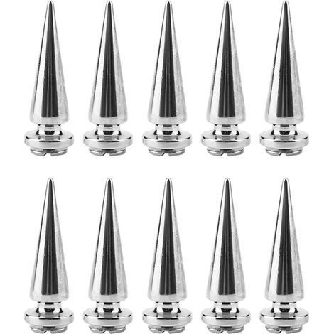 Set mit 10 Metallnägeln und Schraubstiften für die Lederverarbeitung (Silber) (1/5)